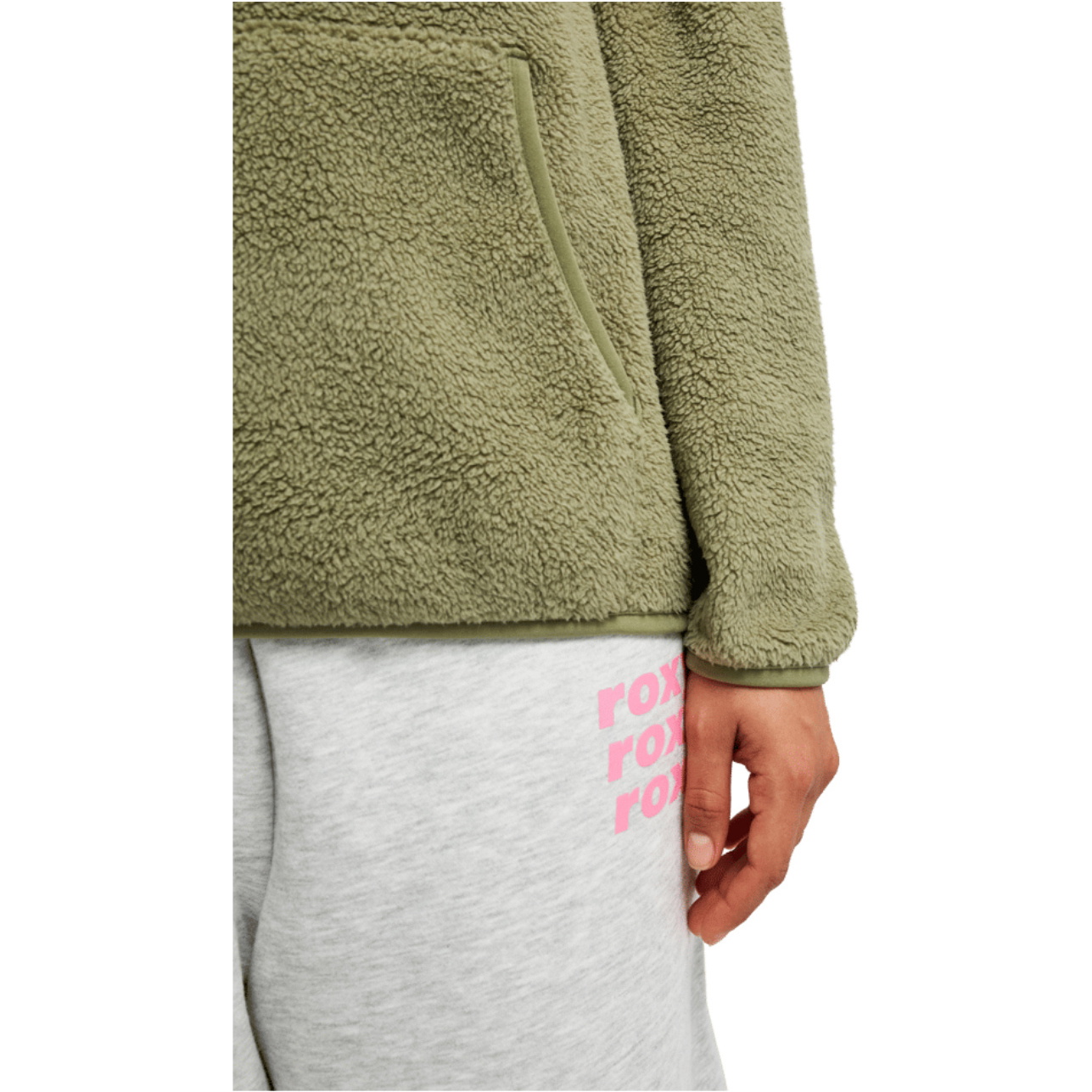 2026 Roxy Womens Cool Calling Sherpa Hoodie ERJPF03168 - Oil Green